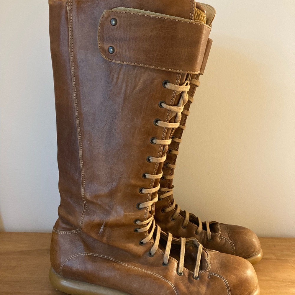 Camper Tall Lace-Up Leather Boots